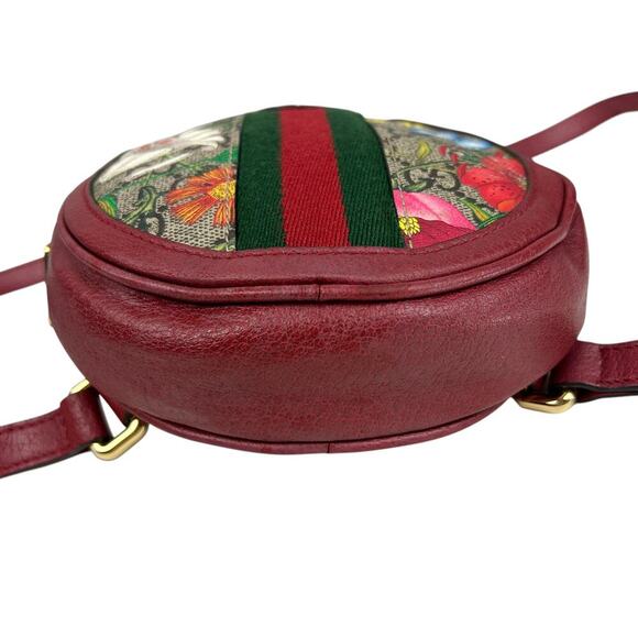 Gucci Red Ophidia Supreme GG Canvas Floral Round Chain Strap Mini Backpack - Picture 7 of 13